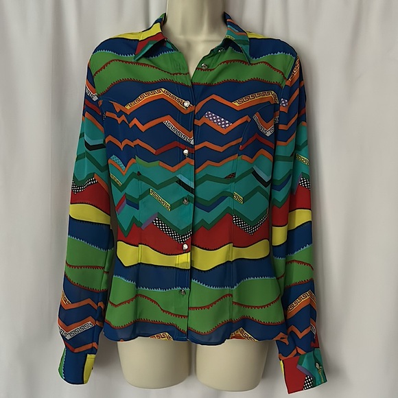 Versace Jeans Collection Tops - Versace Jeans Couture Colorful Abstract Pattern Long Sleeve Shirt Top **Sz S**